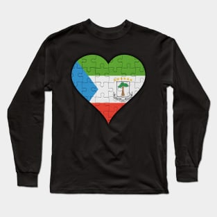 Equatorial Guinean Jigsaw Puzzle Heart Design - Gift for Equatorial Guinean With Equatorial Guinea Roots Long Sleeve T-Shirt